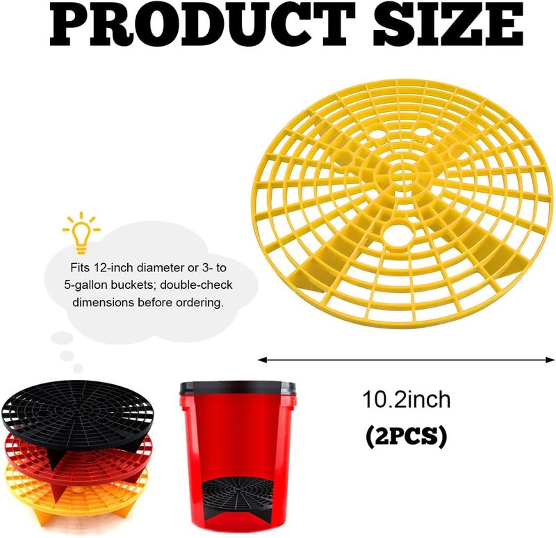 Yourkar 2 PCS Car Wash Bucket Inserts, Plastic Vehicle Detail Grit Trap, Auto Dirt Collectors Fits 12 Inch Diameter Bucket, Universal Car Accessories (Yellow) - Image 2